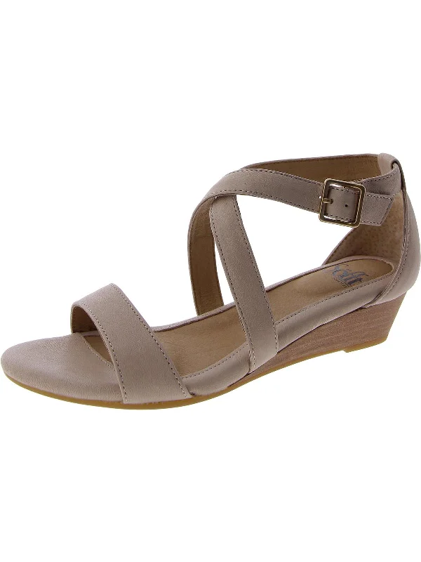 Elastic - Strap Women's Sandals with a Padded Toe in Teal for Easy On - and - OffWomens Leather Wedge Ankle Strap