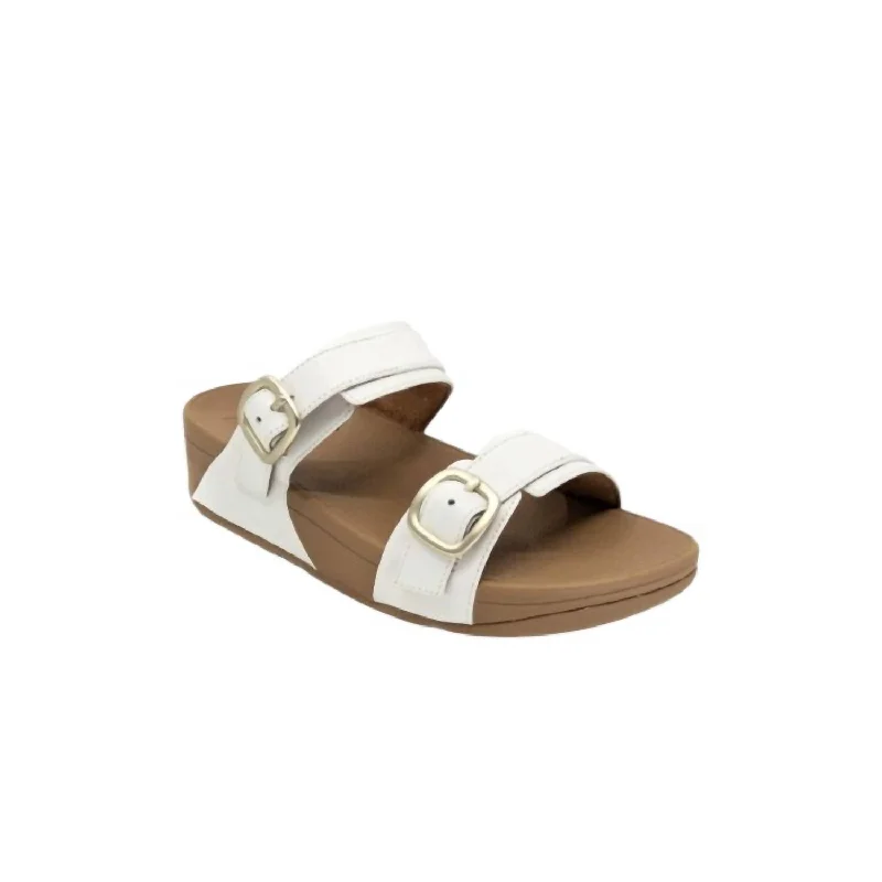 Plus Size Women's Wide - Width Platform Sandals in Black for Added Comfort and HeightWomen's Lulu Adjustable Slide Sandals In Urban White