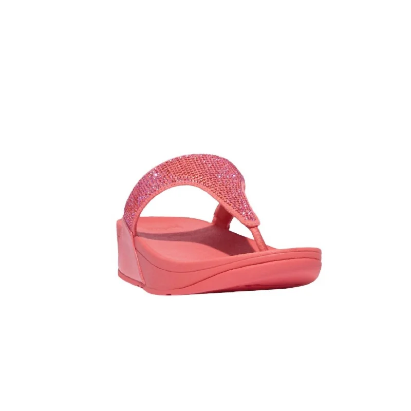 Adjustable Strap Women's Sandals with a Padded Heel in Pink for a Custom FitWomen's Lulu Crystal Embellished Sandals In Rosy Coral
