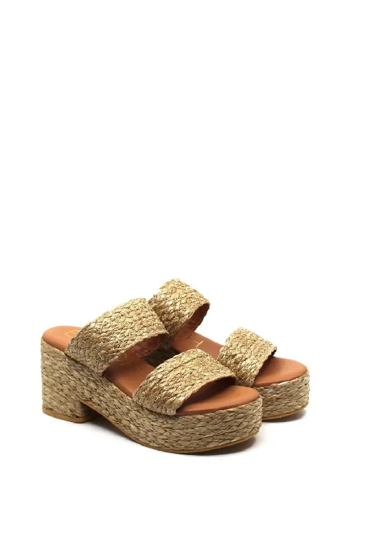 Women's Flat Slide Sandals with a Memory Foam Insole in White for All - Day ComfortWomen's Ocean Ave Platform Sandal In Cognac