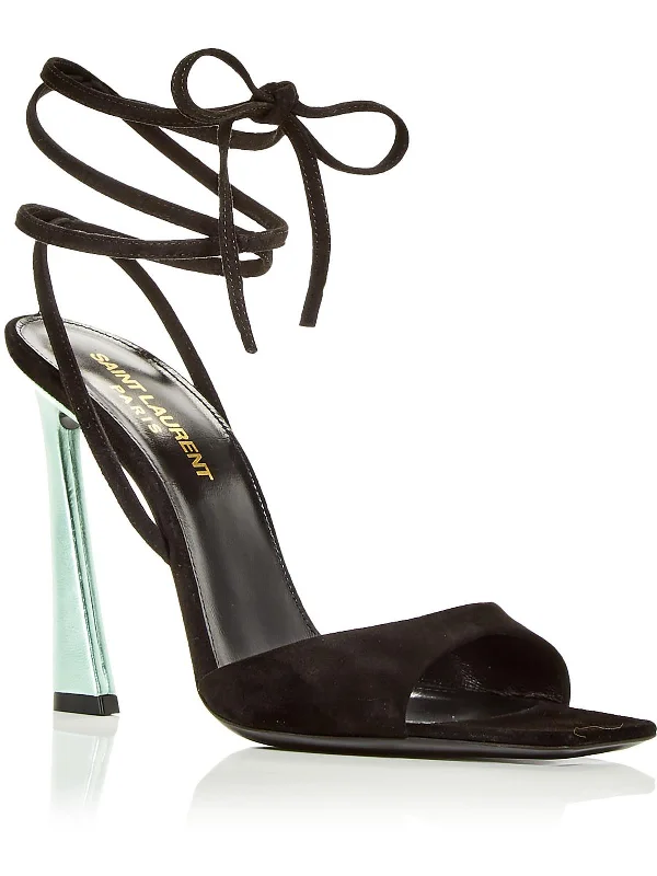 Women's Sandals with a Glitter - Coated Strap in Gold for a Sparkly Summer OutfitWomens Padded Insole Ankle Strap Heels