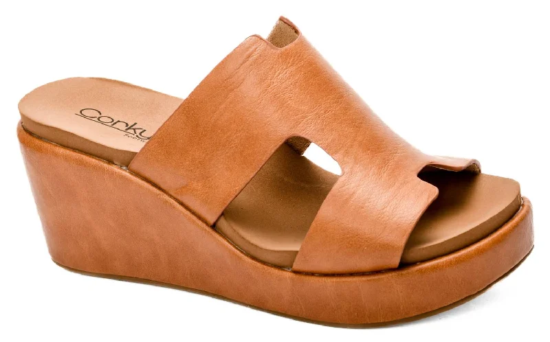 Lightweight Women's Mesh - Paneled Sandals in Yellow for BreathabilityWomen's Pucker Up Wedges Sandal In Cognac
