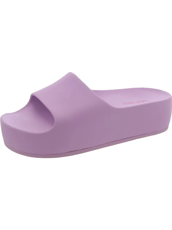 Women's Ankle - Strap Sandals with a Block Heel in Red for a Sophisticated StyleWomens Round toe Pool Slide Sandals