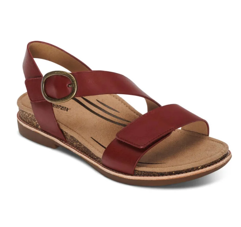 Women's Sandals with a Glitter - Coated Strap in Gold for a Sparkly Summer OutfitWomen's Tamara Quarter Strap Sandal In Red