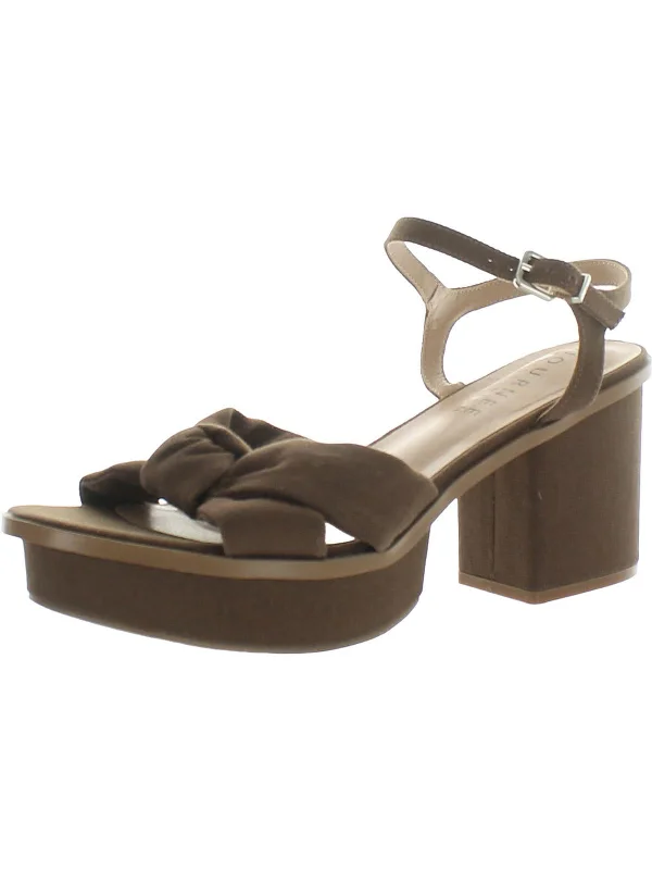 Women's Leather - Strapped Sandals with a Braided Detail in Brown for a Rustic AppealWomens Textile Manmade Block Heel