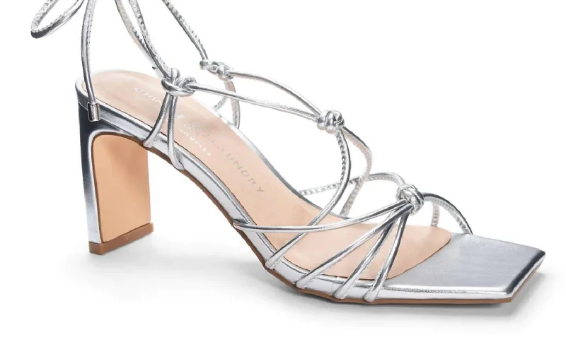 Women's Sandals with a Glitter - Coated Strap in Gold for a Sparkly Summer OutfitWomen's Yita Metallic Sandal In Silver