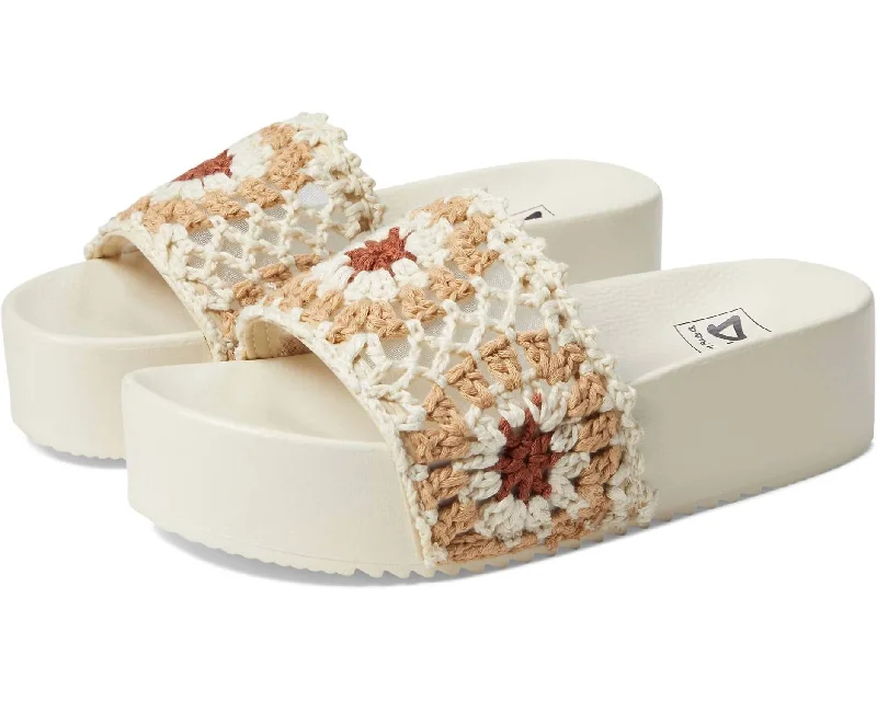 Child - Friendly Women's Sandals with a Secure Buckle in Purple for Moms on the GoWorble Crochet Slide Sandal In Cream