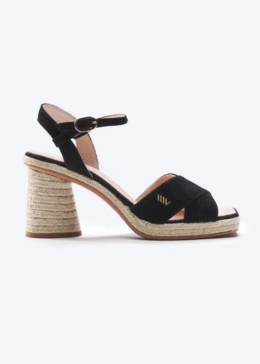 Anti - Slip Women's Sandals with a Grooved Sole in Green for Outdoor AdventuresXelida Suede Espadrille Sandal Heels