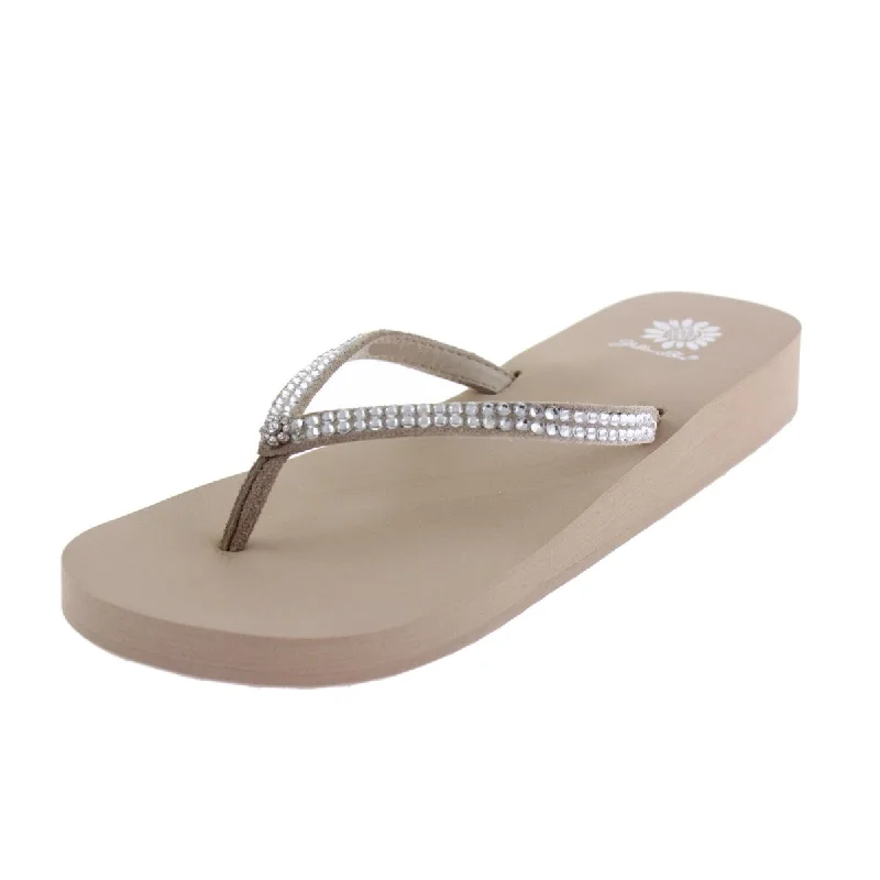 Plus Size Women's Wide - Width Platform Sandals in Black for Added Comfort and HeightYellow Box Womens Jello Rhinestone Flip-Flops Thong Sandals
