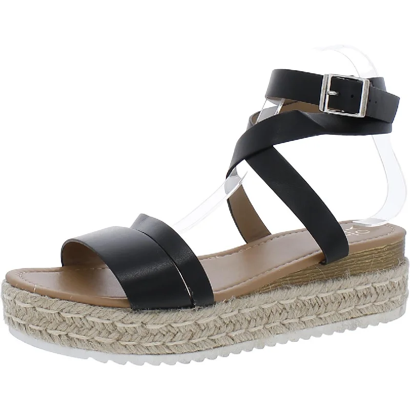 Plus Size Women's Wide - Width Platform Sandals in Black for Added Comfort and HeightYoki Womens Cardi Faux Leather Strappy Platform Sandals