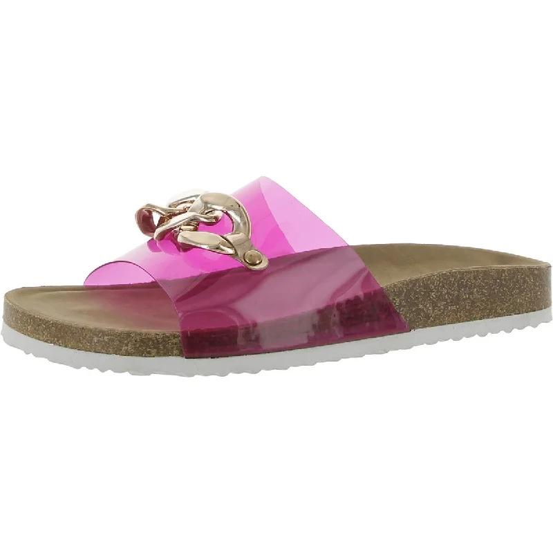 Adjustable Strap Women's Sandals with a Padded Heel in Pink for a Custom FitYoki Womens Chain Slip On Slide Sandals