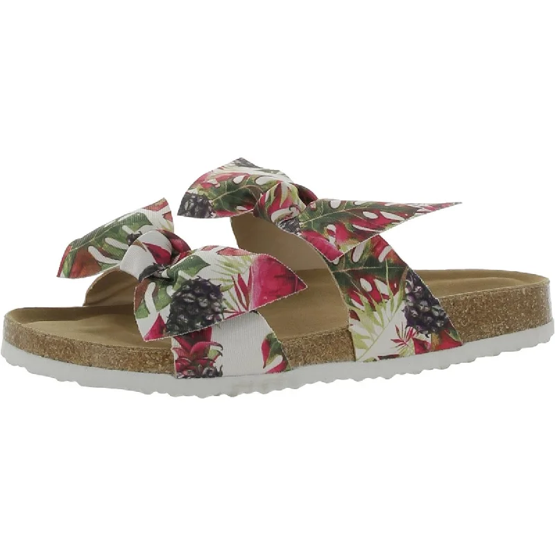 Adjustable Strap Women's Sandals with a Padded Heel in Pink for a Custom FitYoki Womens Gian Floral Print Bow Slide Sandals