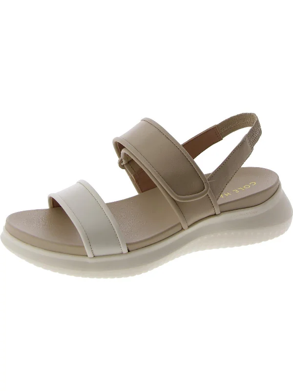 Women's Flat Slide Sandals with a Memory Foam Insole in White for All - Day ComfortZG Meritt Sandal Womens Leather Adjustable Ankle Strap