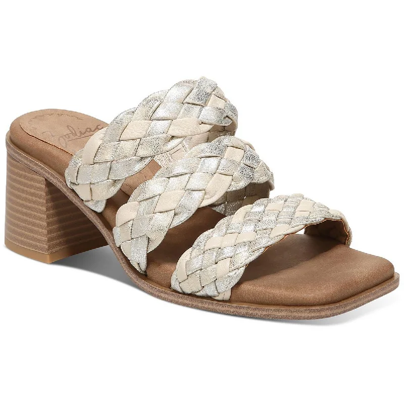 Orthopedic Women's Sandals with Arch Support in Gray for Foot HealthZodiac Womens Lilah Faux Leather Square Toe Heels