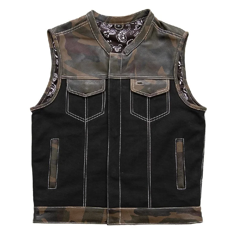 Infantry Motorcycle Leather Canvas Vest