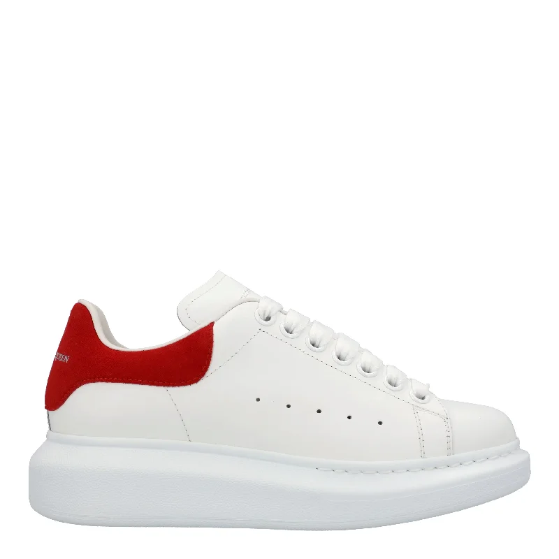 Breathable Mesh Women's Running Sneakers with Reflective Trim for Nighttime JoggingAlexander McQueen Womens Oversized Sneaker 'Larry' in White/red