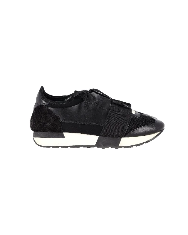 Women's Sneakers with Adjustable Straps for a Customized Fit During High - Impact ExercisesBalenciaga Runner Sneakers in Black Polyurethane