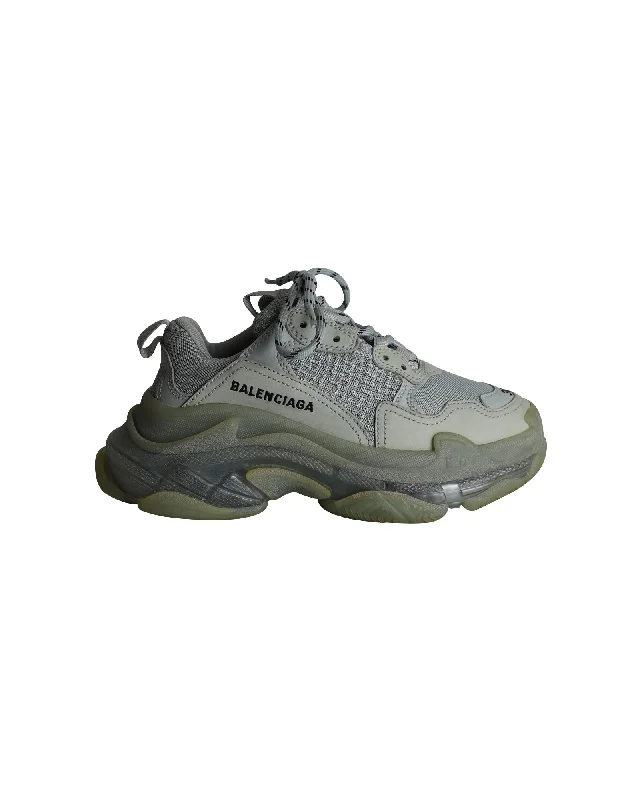 Slip - On Women's Canvas Sneakers in Navy for Easy and Effortless WearBalenciaga Triple S Sneakers in Grey Leather and Mesh