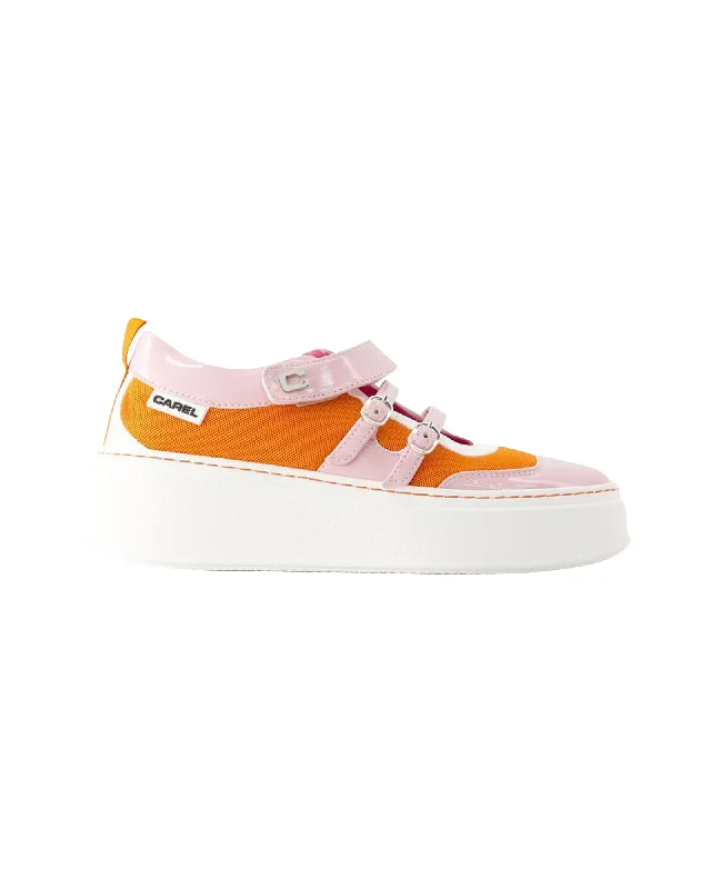 Lace - Up Women's Athletic Sneakers with Shock - Absorbing Midsoles for Intense WorkoutsBaskina Sneakers - Carel - Leather - Orange/Pink