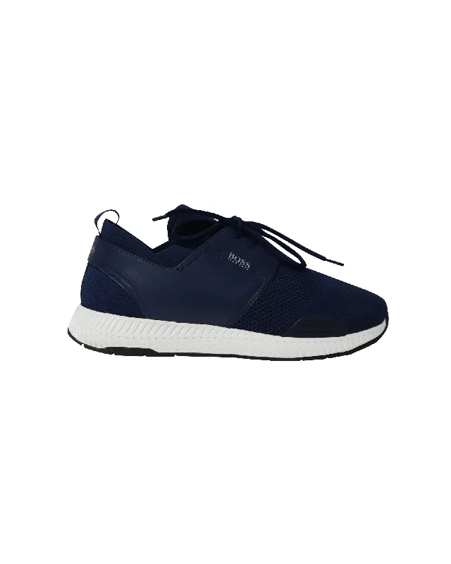 High - Top Women's Leather Sneakers in Black for a Stylish and Durable OptionBoss Low Top Sneakers in Navy Blue Polyester