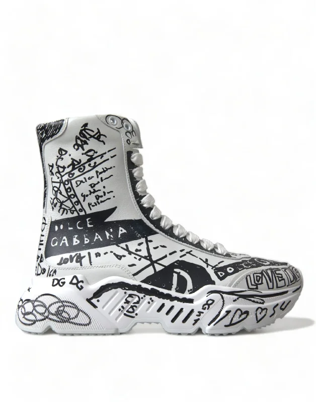 Chunky - Sole Women's Platform Sneakers in White for a Trendy Street Style LookDolce & Gabbana Daymaster Graffiti Print Mid Top Women's Sneakers