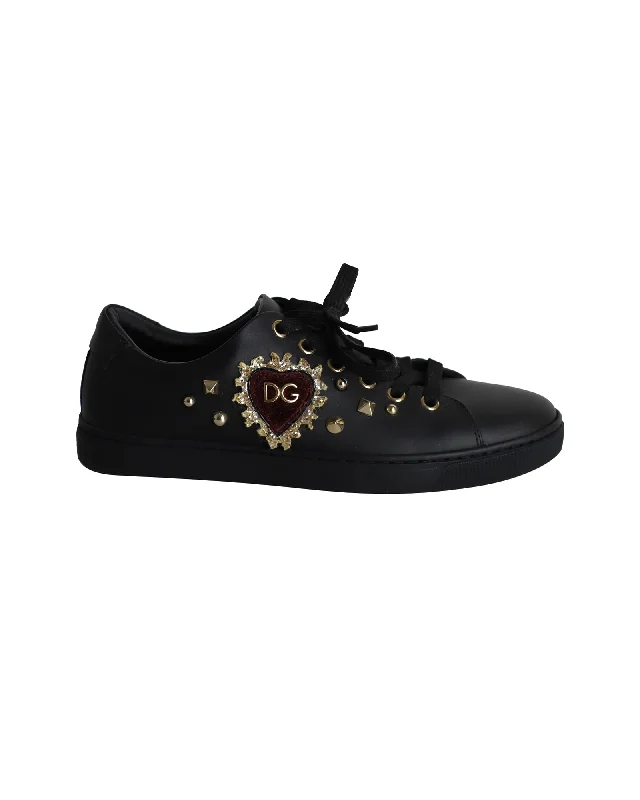 Wide - Width Women's Sneakers for Comfortable Fit for Those with Wider FeetDolce & Gabbana DG Heart Sneakers in Black Leather