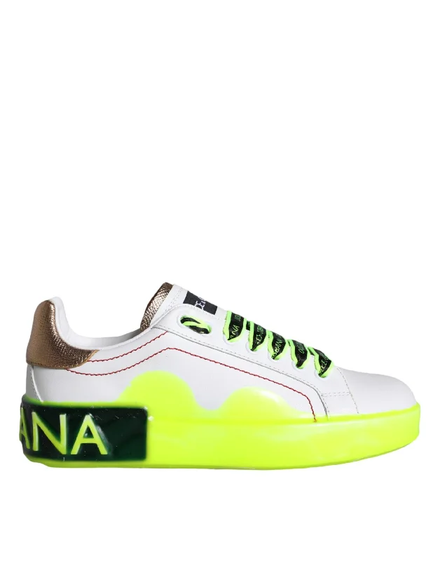 Vegan - Friendly Women's Sneakers Made from Recycled Materials for an Eco - Conscious ChoiceDolce & Gabbana  Leather Portofino Low Top Sneakers Women's Shoes