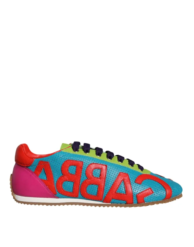 Breathable Mesh Women's Running Sneakers with Reflective Trim for Nighttime JoggingDolce & Gabbana multi Leather Logo Casual Sneakers Women's Shoes