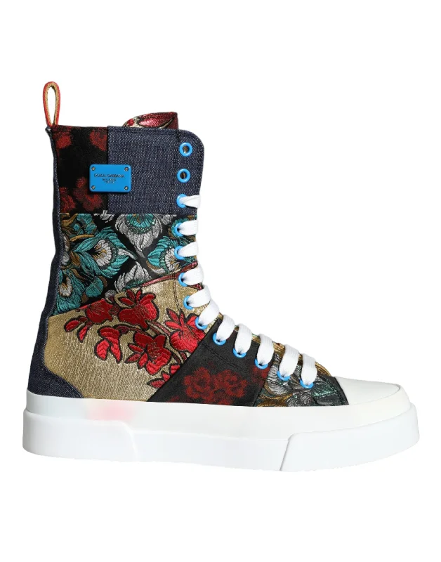Sparkly Rhinestone - Embellished Women's Sneakers for a Glamorous and Eye - Catching LookDolce & Gabbana multi Patchwork Logo High Top Sneakers Women's Shoes (Pre-Owned)