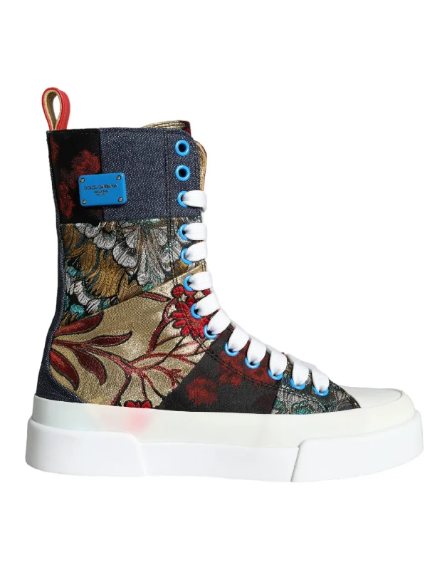 Women's Sneakers with Memory Foam Insoles for Exceptional Cushioning and ComfortDolce & Gabbana multi Patchwork Logo High Top Sneakers Women's Shoes (Pre-Owned)