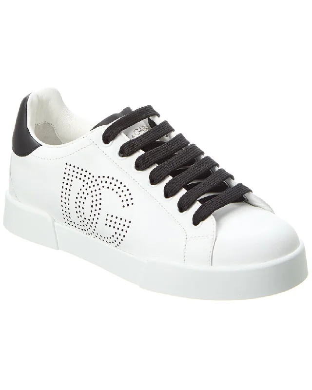 Women's Sneakers with Adjustable Straps for a Customized Fit During High - Impact ExercisesDolce & Gabbana Portofino Leather Sneaker