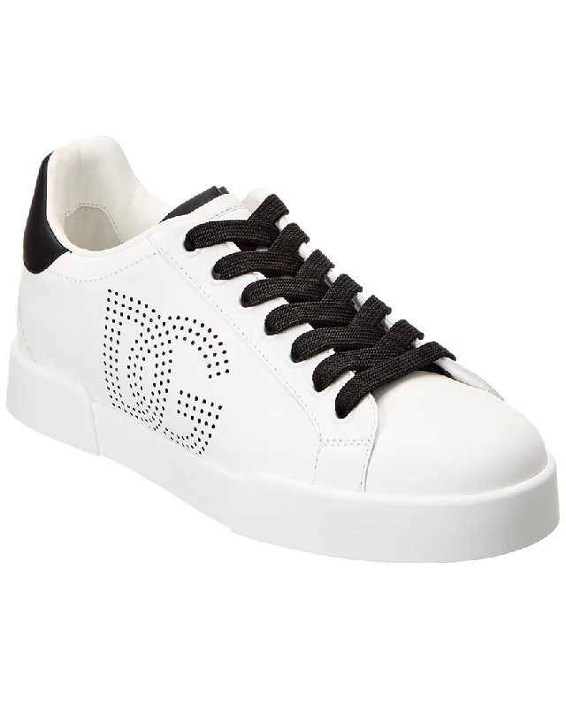 High - Top Women's Leather Sneakers in Black for a Stylish and Durable OptionDolce & Gabbana Portofino Leather Sneaker