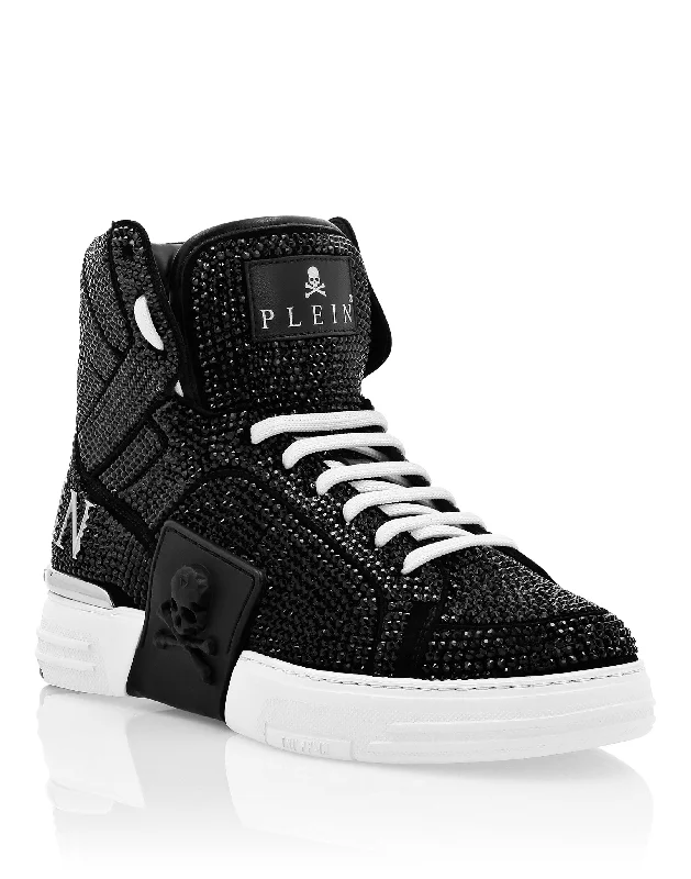 Sparkly Rhinestone - Embellished Women's Sneakers for a Glamorous and Eye - Catching LookHi-Top Sneakers Iconic Plein