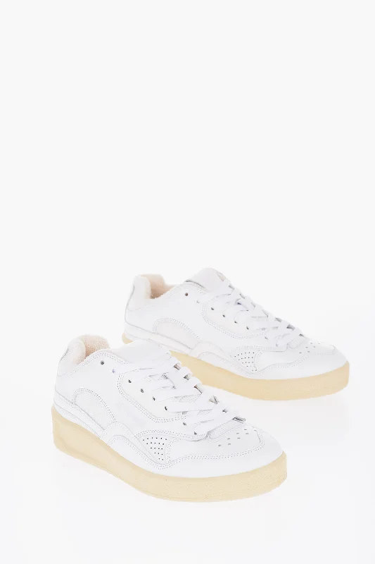 Sparkly Rhinestone - Embellished Women's Sneakers for a Glamorous and Eye - Catching LookJil Sander Leather Low-Top Sneakers