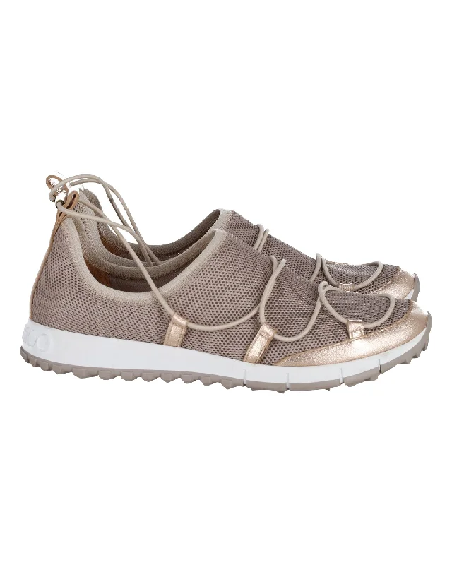 Low - Top Women's Tennis Sneakers in Bright Neon for a Pop of Color on the CourtJimmy Choo Andrea Sneakers in Beige Mesh