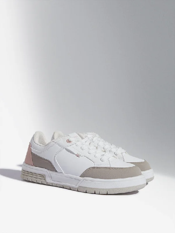 Women's Sneakers with Hidden Wedges for a Subtle Height Boost and Added StyleLUNA BLU Pink & White Colour-Blocked Sneakers