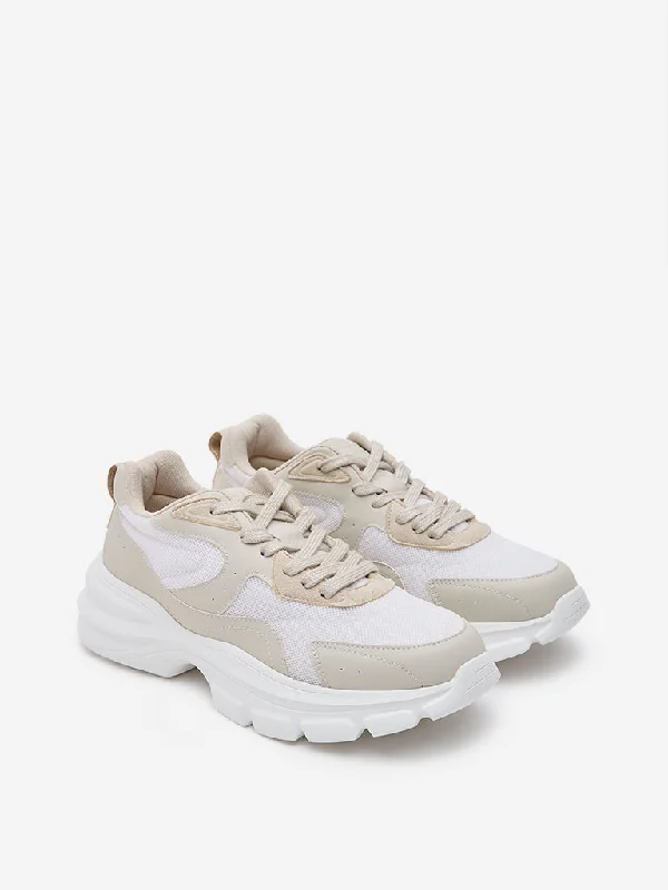 High - Top Women's Leather Sneakers in Black for a Stylish and Durable OptionLUNA BLU Taupe Mesh-Detailed Sneakers