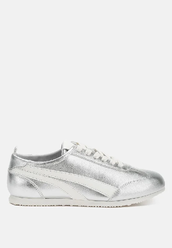 Women's Sneakers with Hidden Wedges for a Subtle Height Boost and Added StyleMontek Metallic Lace-Up Sneakers