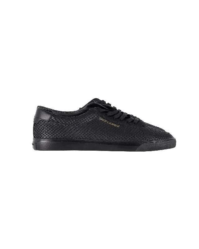 Chunky - Sole Women's Platform Sneakers in White for a Trendy Street Style LookSaint Laurent Andy Python-Effect Sneakers in Black Calfskin Leather