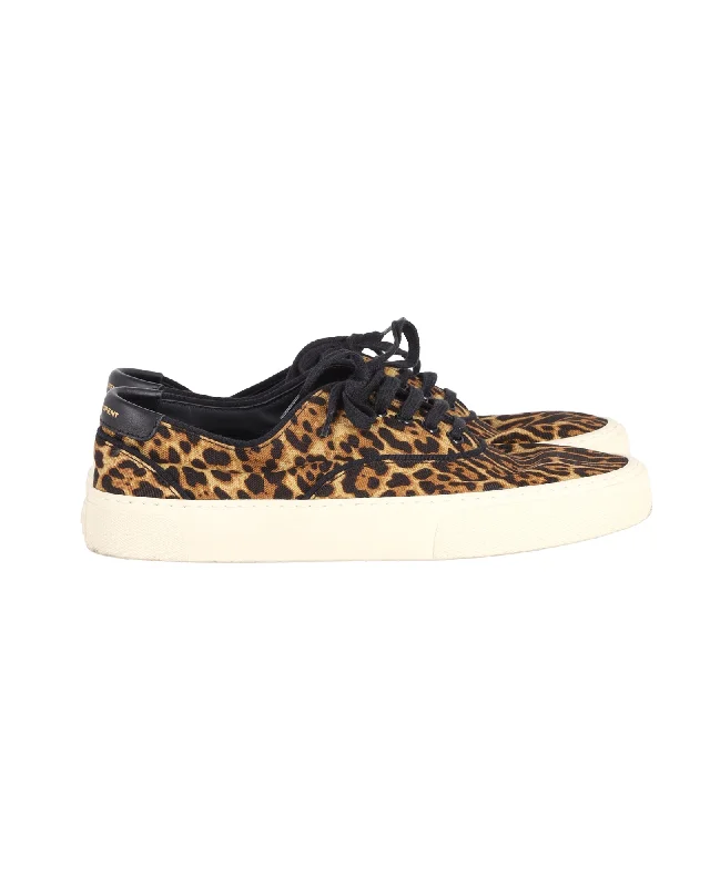 Women's Sneakers with Memory Foam Insoles for Exceptional Cushioning and ComfortSaint Laurent Venice Leather-Trimmed Sneakers in Animal Print Canvas