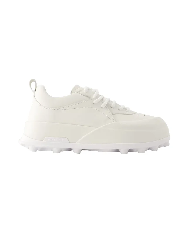 Low - Top Women's Tennis Sneakers in Bright Neon for a Pop of Color on the CourtSneakers - Jil Sander - Leather - Porcelain