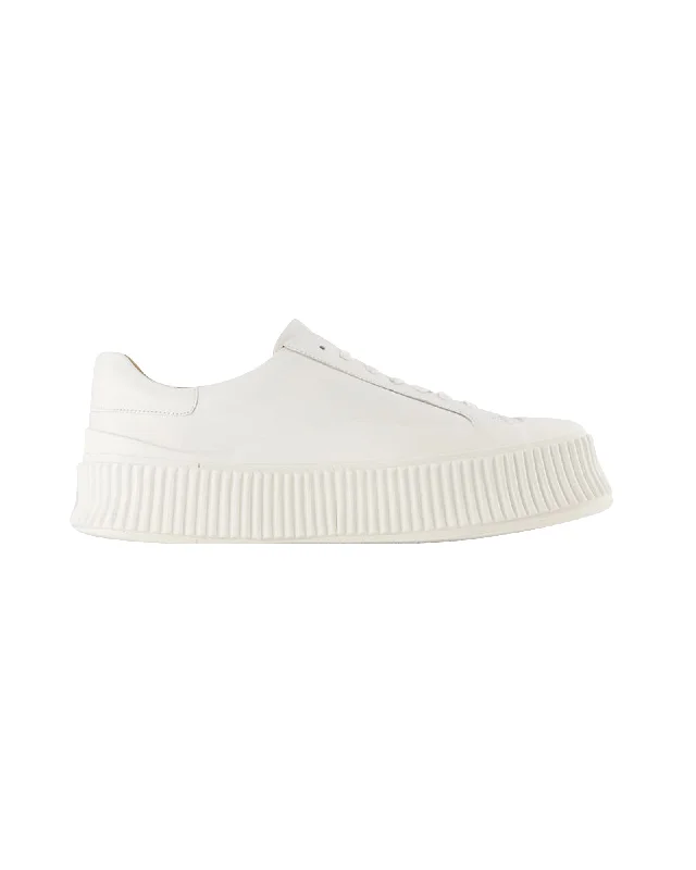 Lightweight Knit Women's Sneakers with Arch Support for All - Day ComfortSneakers - Jil Sander - Leather - White