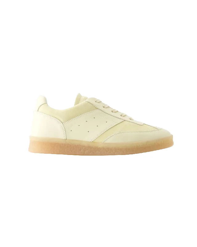 Foldable Women's Travel Sneakers for Compact Storage in LuggageSneakers - MM6 Maison Margiela - Leather - Beige/White