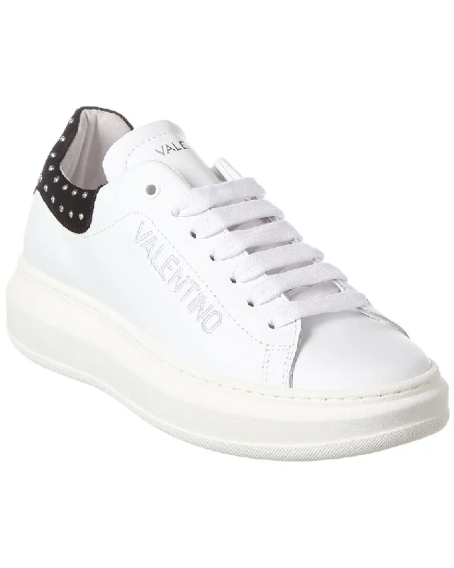 Chunky - Sole Women's Platform Sneakers in White for a Trendy Street Style LookValentino by Mario Valentino Fresia Studs Leather Sneaker