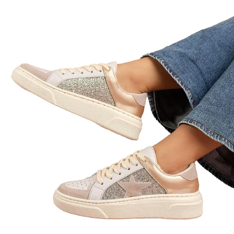 Slip - On Women's Canvas Sneakers in Navy for Easy and Effortless WearWomen's Aria Sneakers In Nude/silver