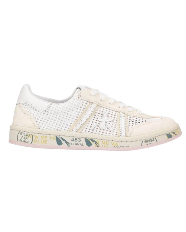 Low - Top Women's Tennis Sneakers in Bright Neon for a Pop of Color on the CourtWomen's Bonnie Sneaker 6772 In Cream/white Mesh