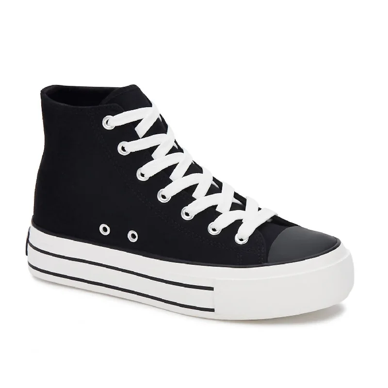 Women's Sneakers with Adjustable Straps for a Customized Fit During High - Impact ExercisesWomen's Canvas Sneaker Boots With Platform In Black