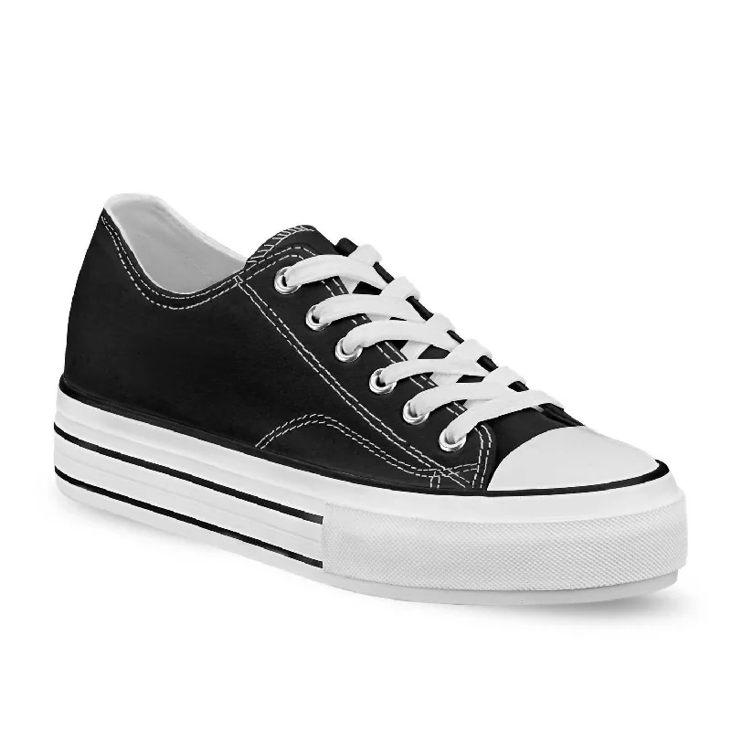 Women's Sneakers with Heel - Stabilizing Technology for Better Balance During RunningWomen's Canvas Sneakers Platform In Black