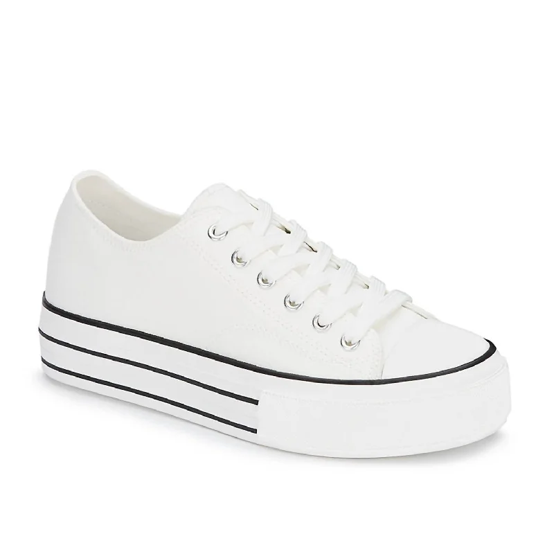 Women's Sneakers with Hidden Wedges for a Subtle Height Boost and Added StyleWomen's Canvas Sneakers Platform In White