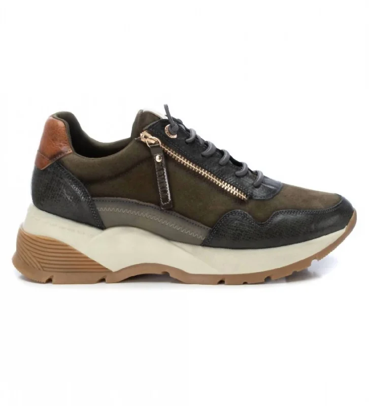 Retro - Style Women's Sneakers in Pastel Colors for a Nostalgic and Fashionable VibeWomen's Casual Leather Sneakers In Khaki
